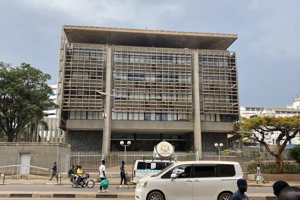 The Bank of Uganda building on a Kampala street